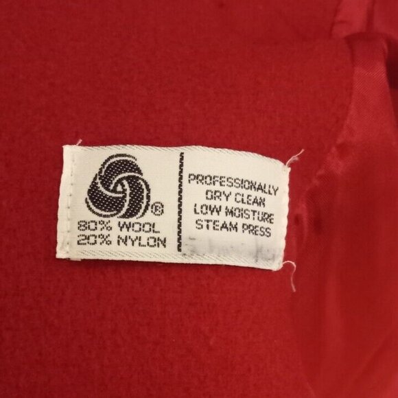 JG Hook Wool Coat womans Large Vtg 80's Red Long Double-Breasted Coat trench USA - Picture 6 of 7